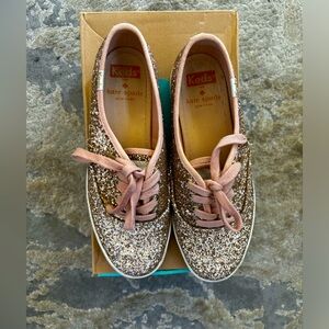 *USED* Kate Spade Keds- Rose Gold Glitter - Size 5